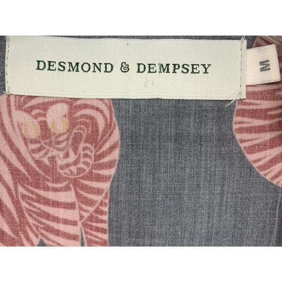 Desmond & Dempsey London Sz M Sansindo Navy Pink Tiger Pajama Pyjama Top Only - Picture 4 of 8
